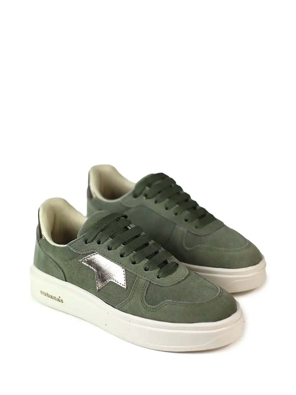 Zapatillas de Ante Verde y Suela Voluminosa
