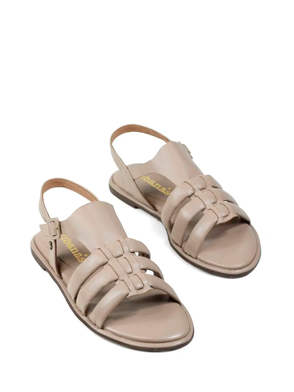 Beige Leather Sandals with Braided Straps
