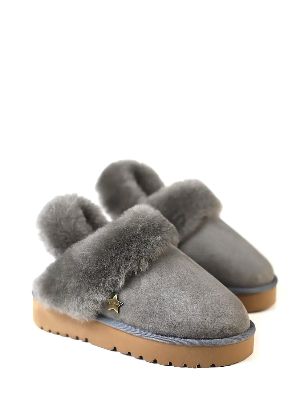 Socas Plataforma em Pele Cinza