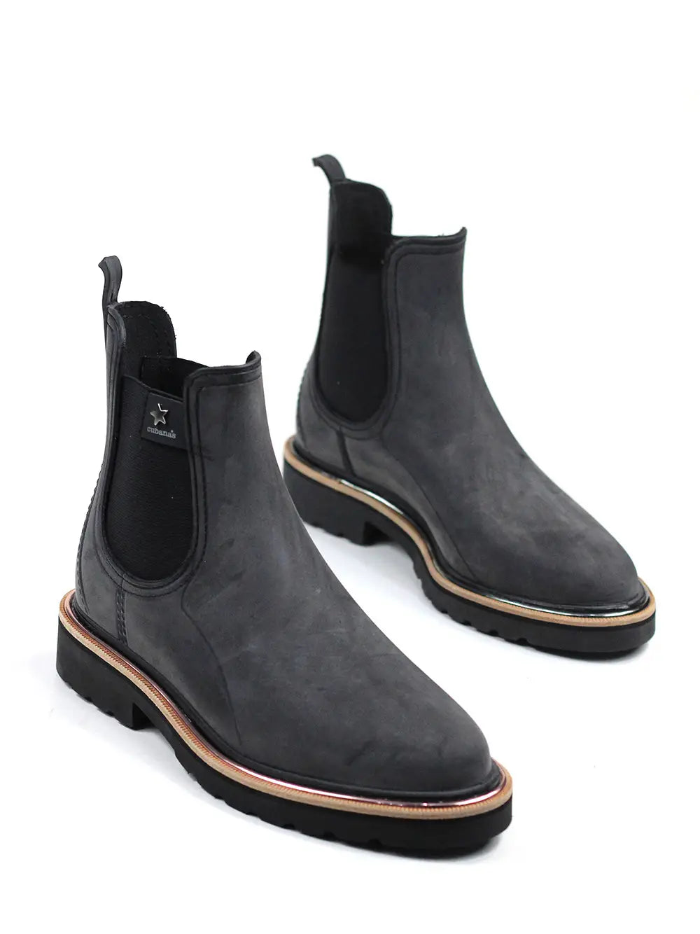 Black Dusk Rain Boot with Nubuck Finish
