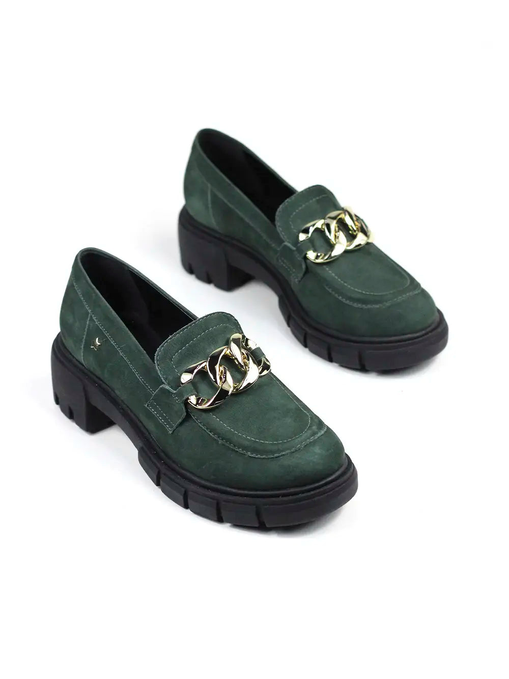 Mocassin En Daim Vert Avec Semelle Traitée