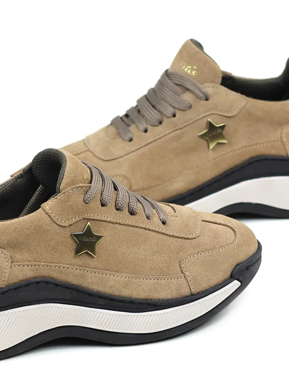 Beige Suede Sneakers with Chunky Soles