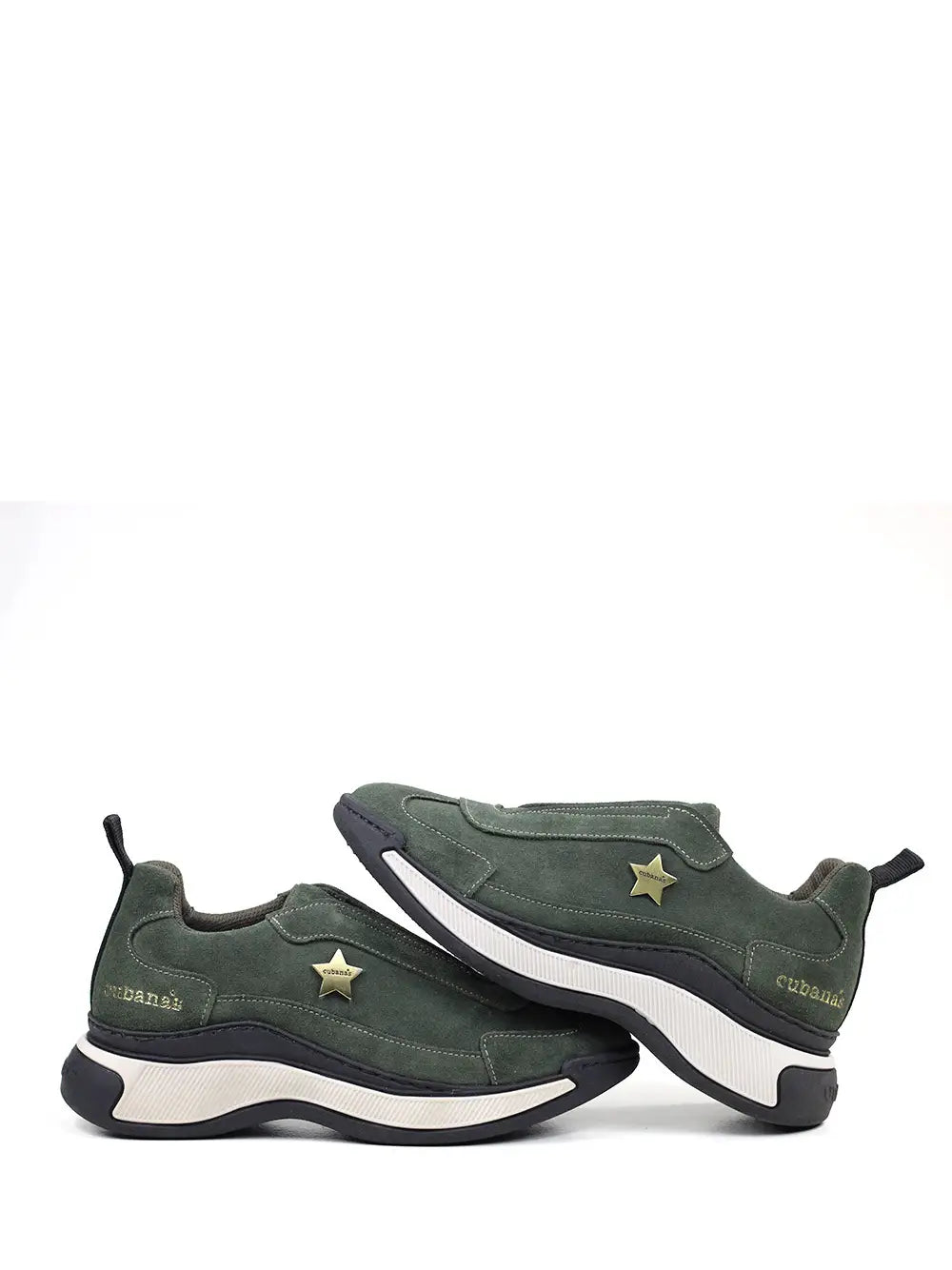 Zapatillas de Ante Verde Oscuro con Suela Gruesa