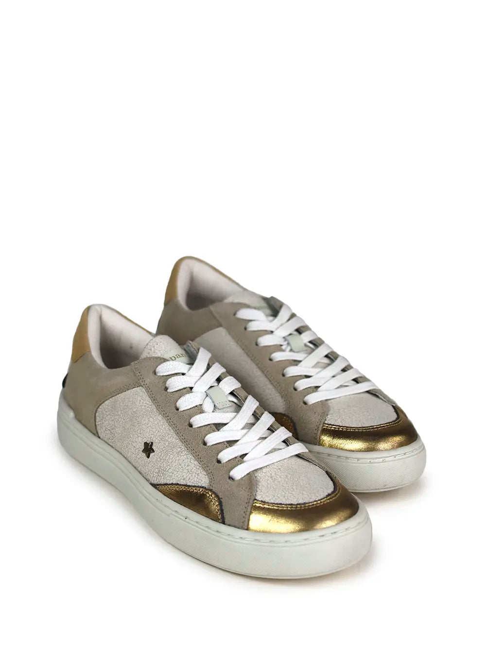 Zapatillas de Piel Blancas y Doradas