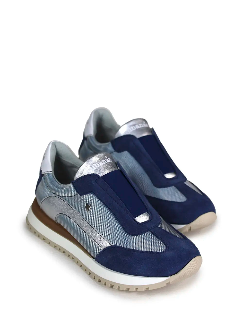 Blue Suede Trainers with Elastic