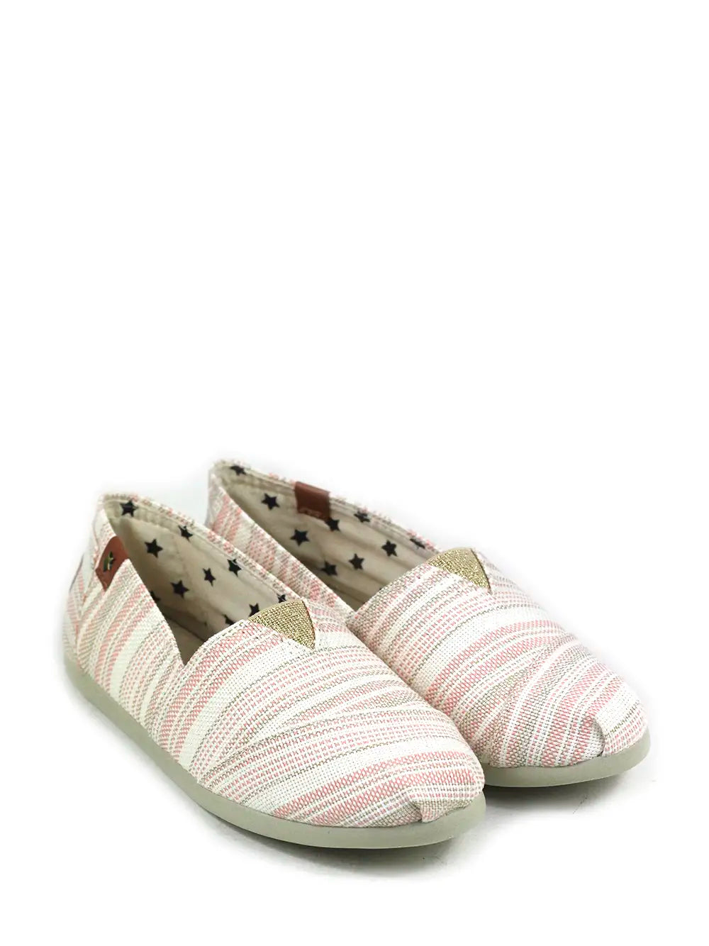 Striped Fabric Slippers in Pink