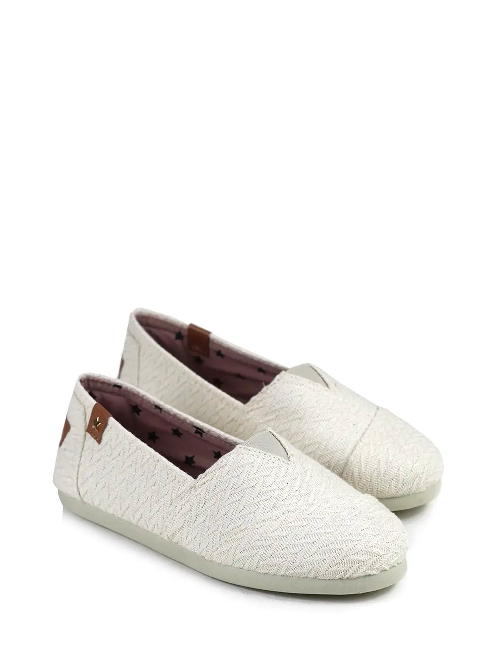 White Textured Fabric Espadrille
