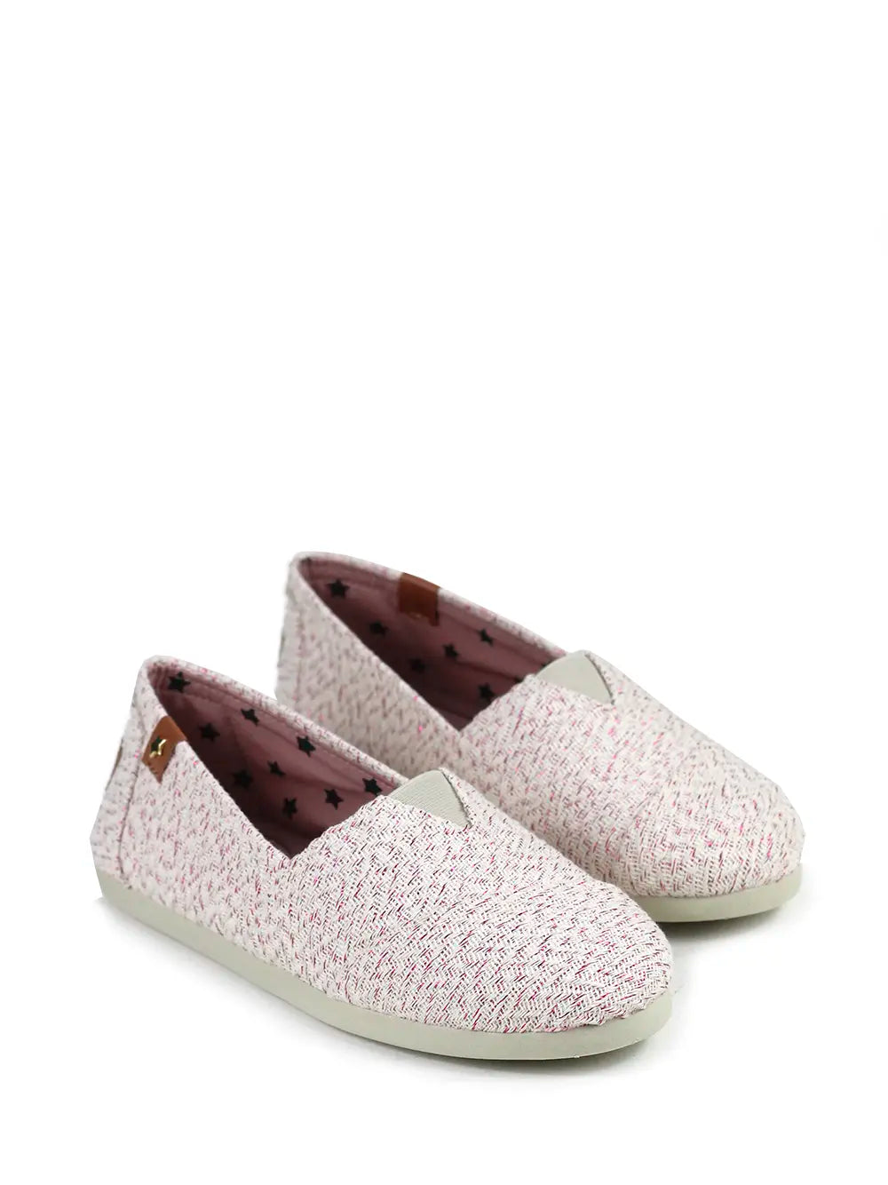 White and Pink Fabric Espadrilles