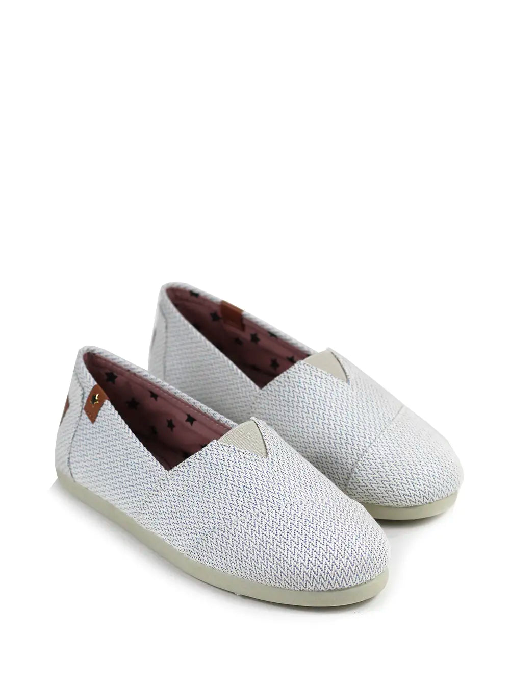 White and Blue Fabric Espadrilles