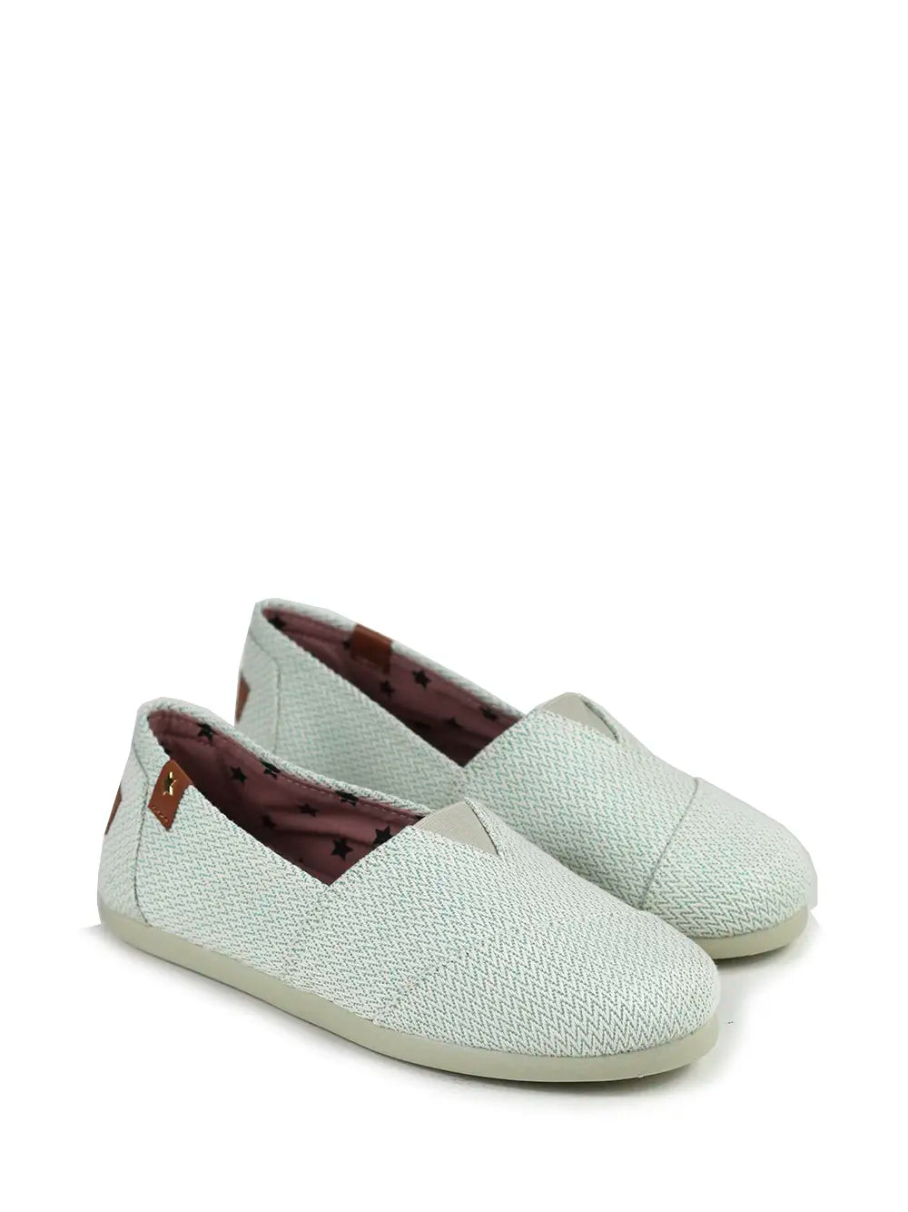 White and Green Fabric Espadrilles