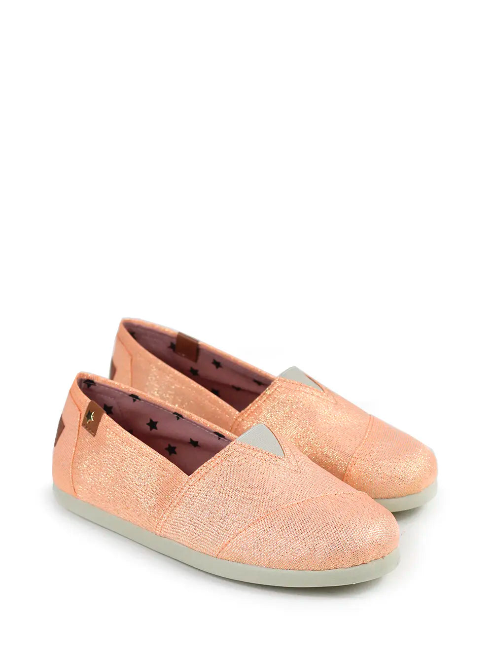 Orange fabric espadrille with glitter