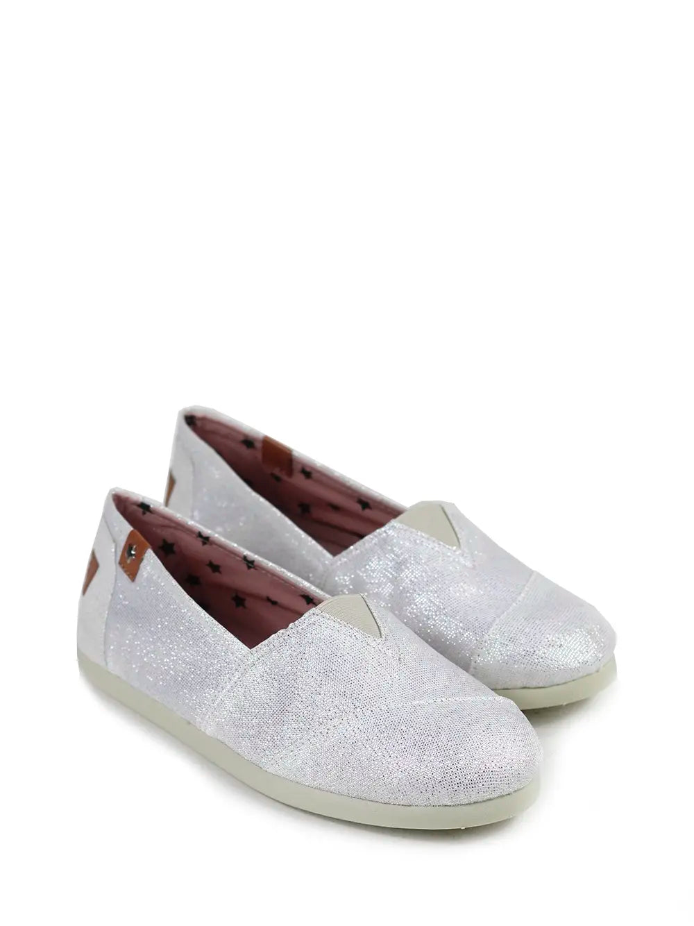 Silver fabric espadrille with glitter