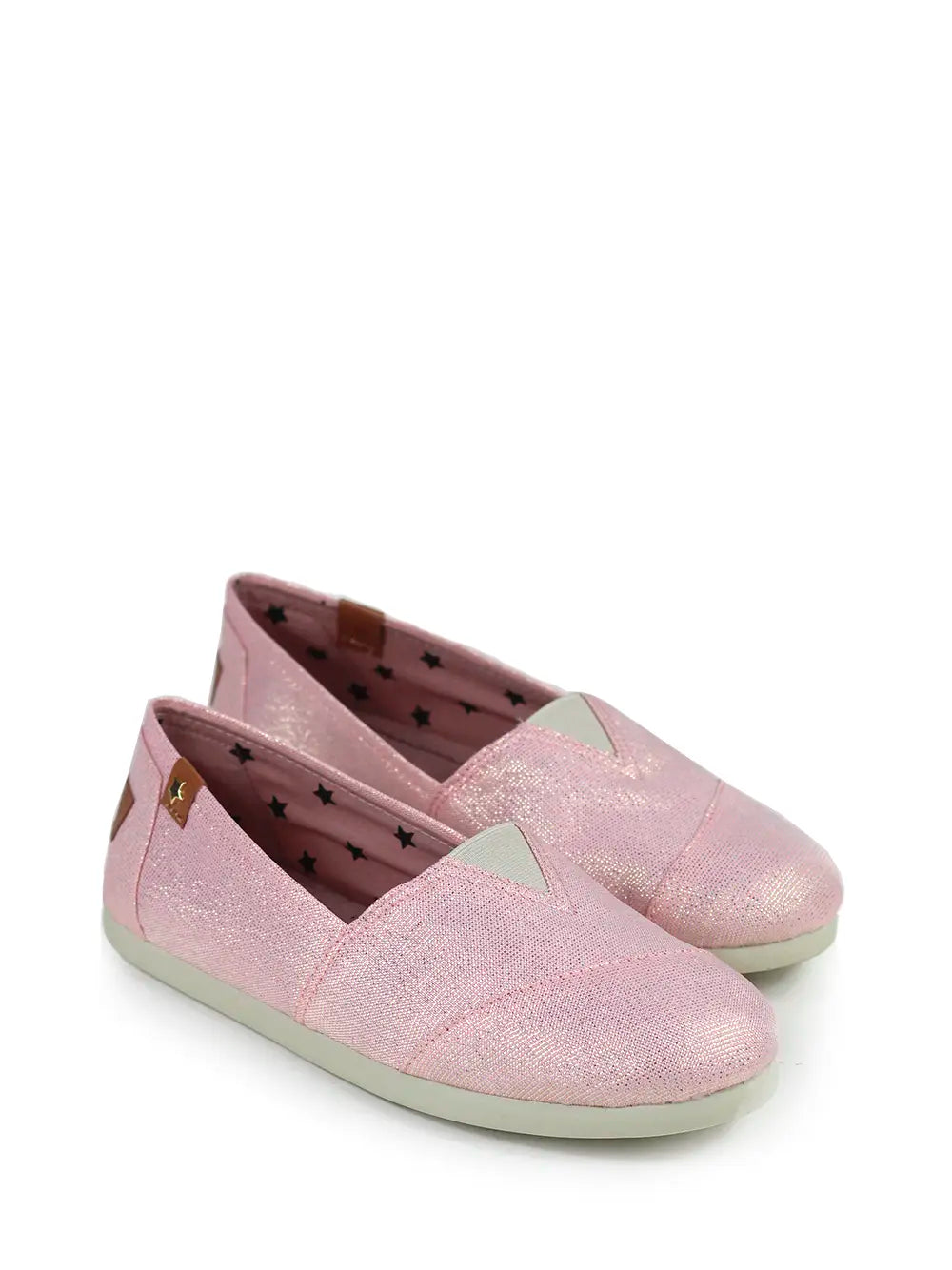 Pink fabric espadrille with glitter