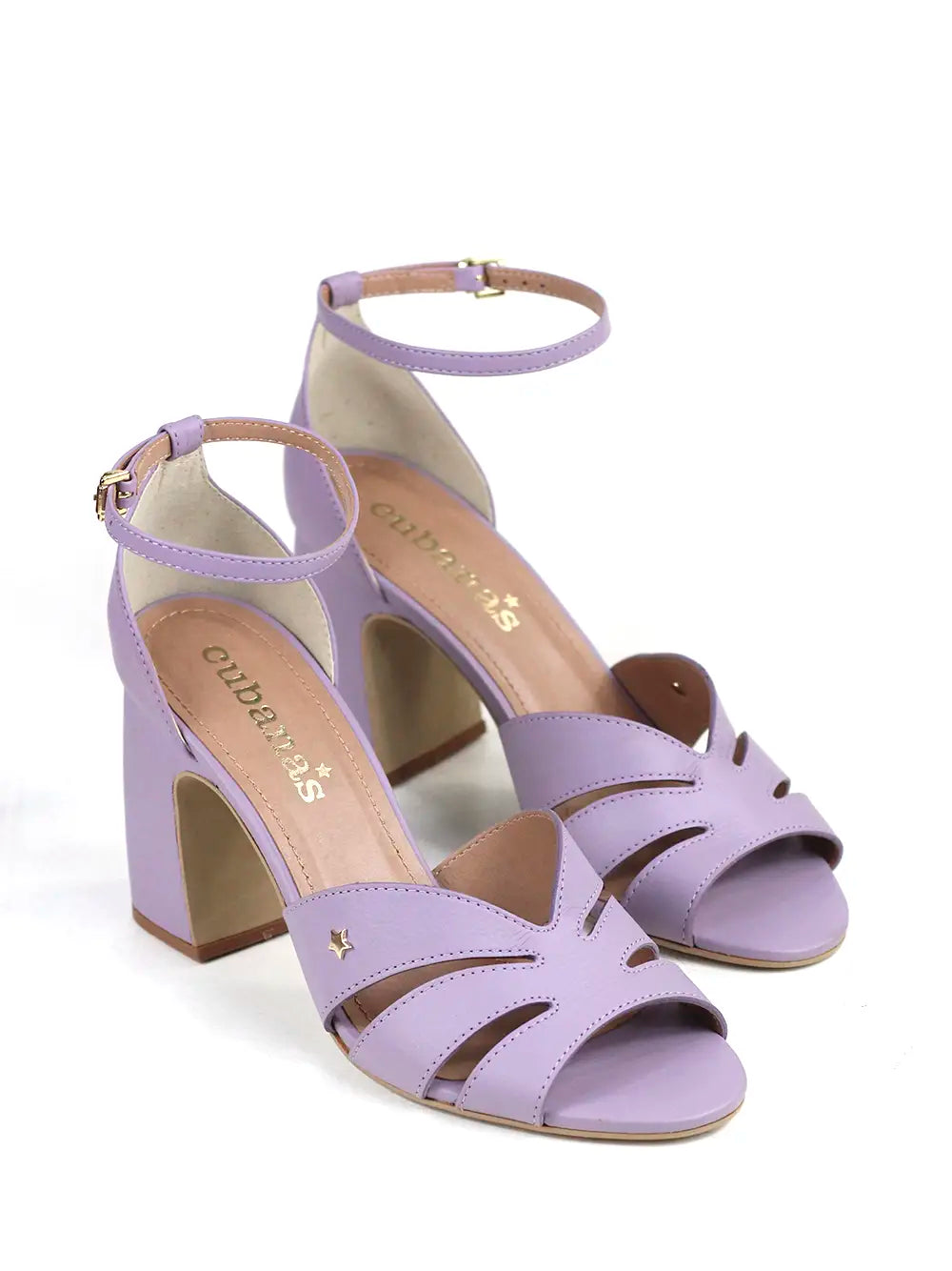 Purple Leather High Heel Sandals