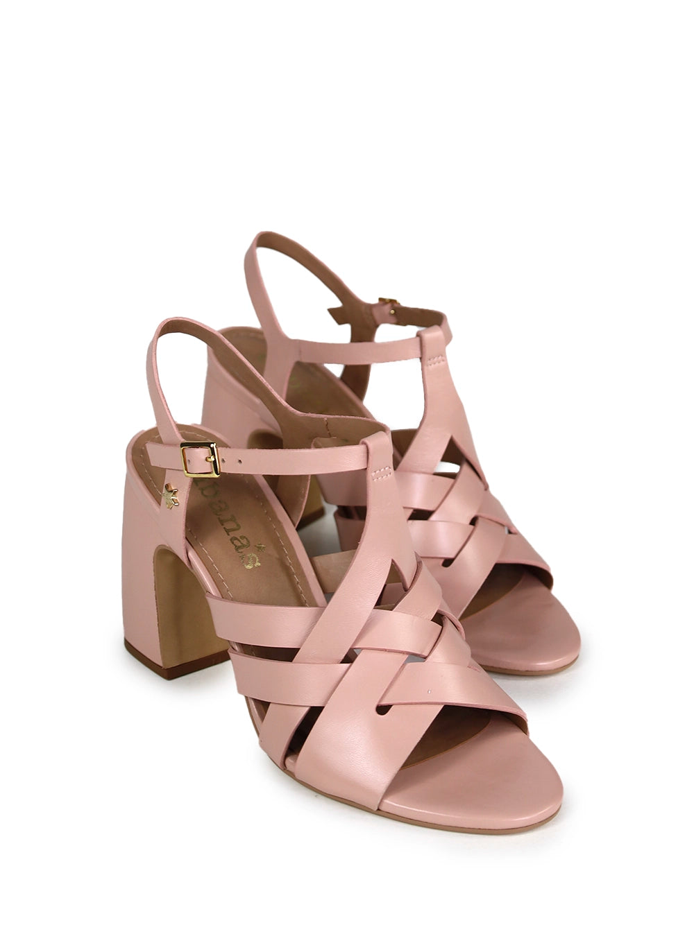 Sandália em Pele Rosa e Tiras