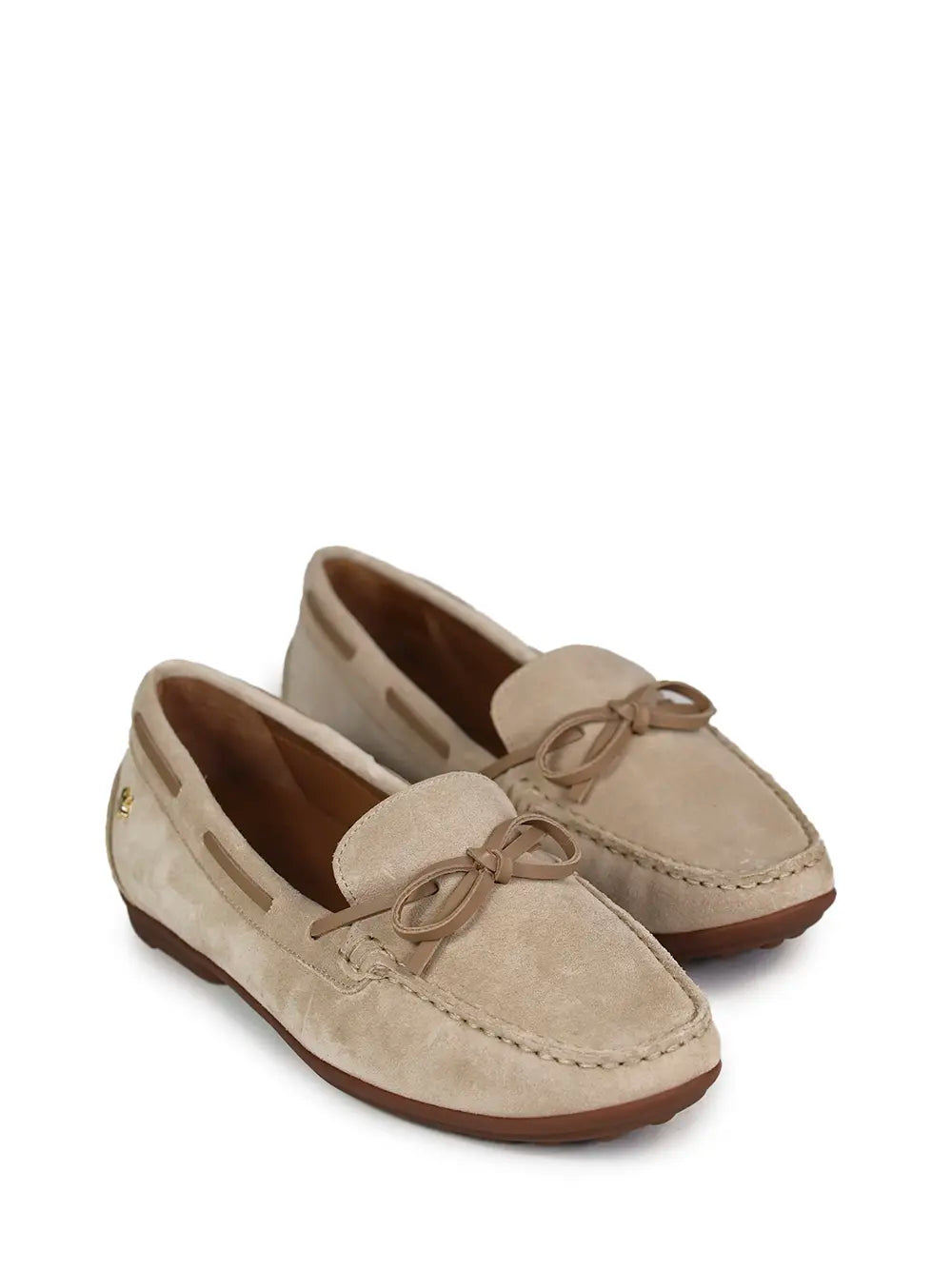 Loafer em Camurça Beige e Laço