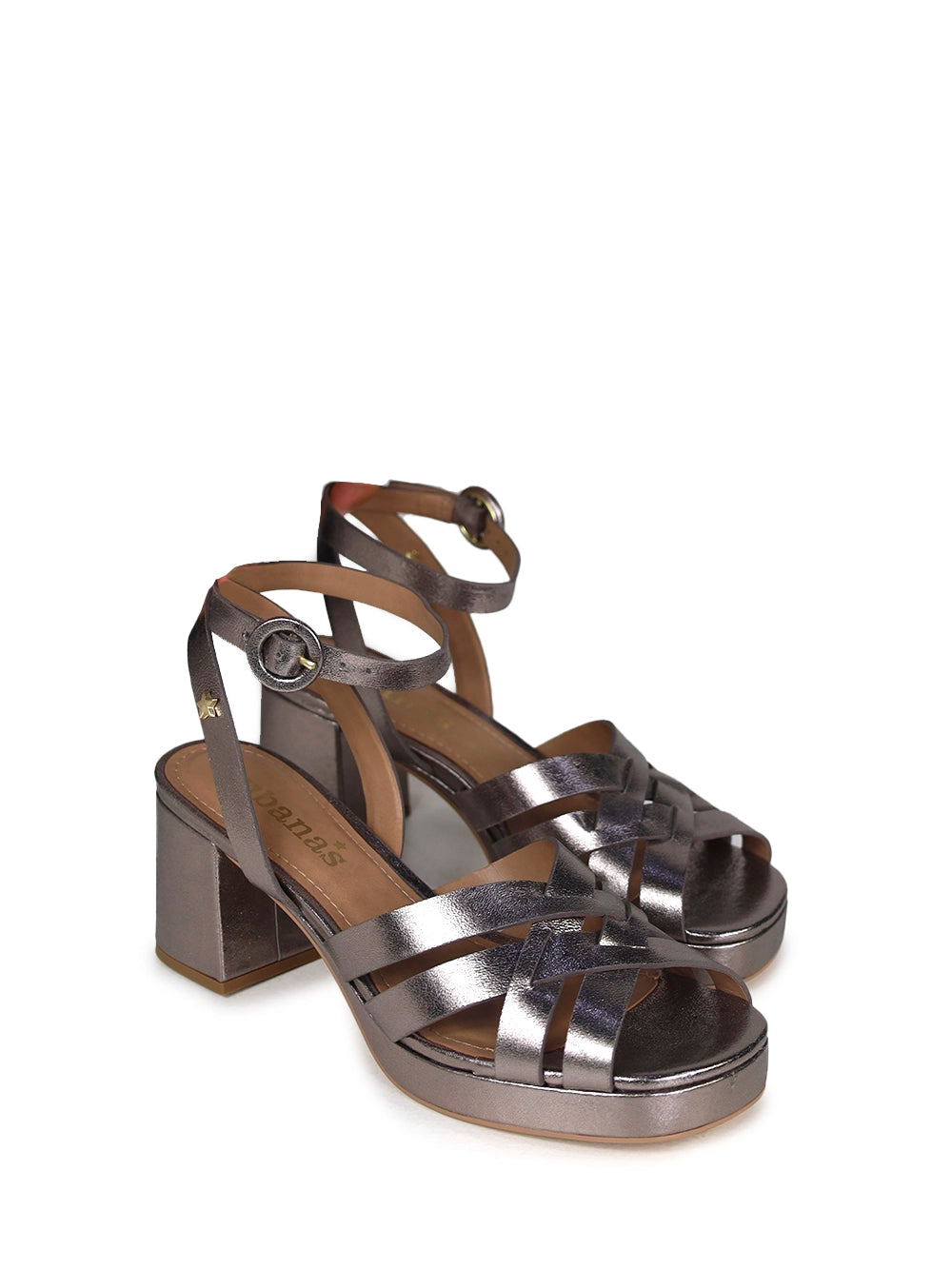 Silver Leather Sandal with Straps