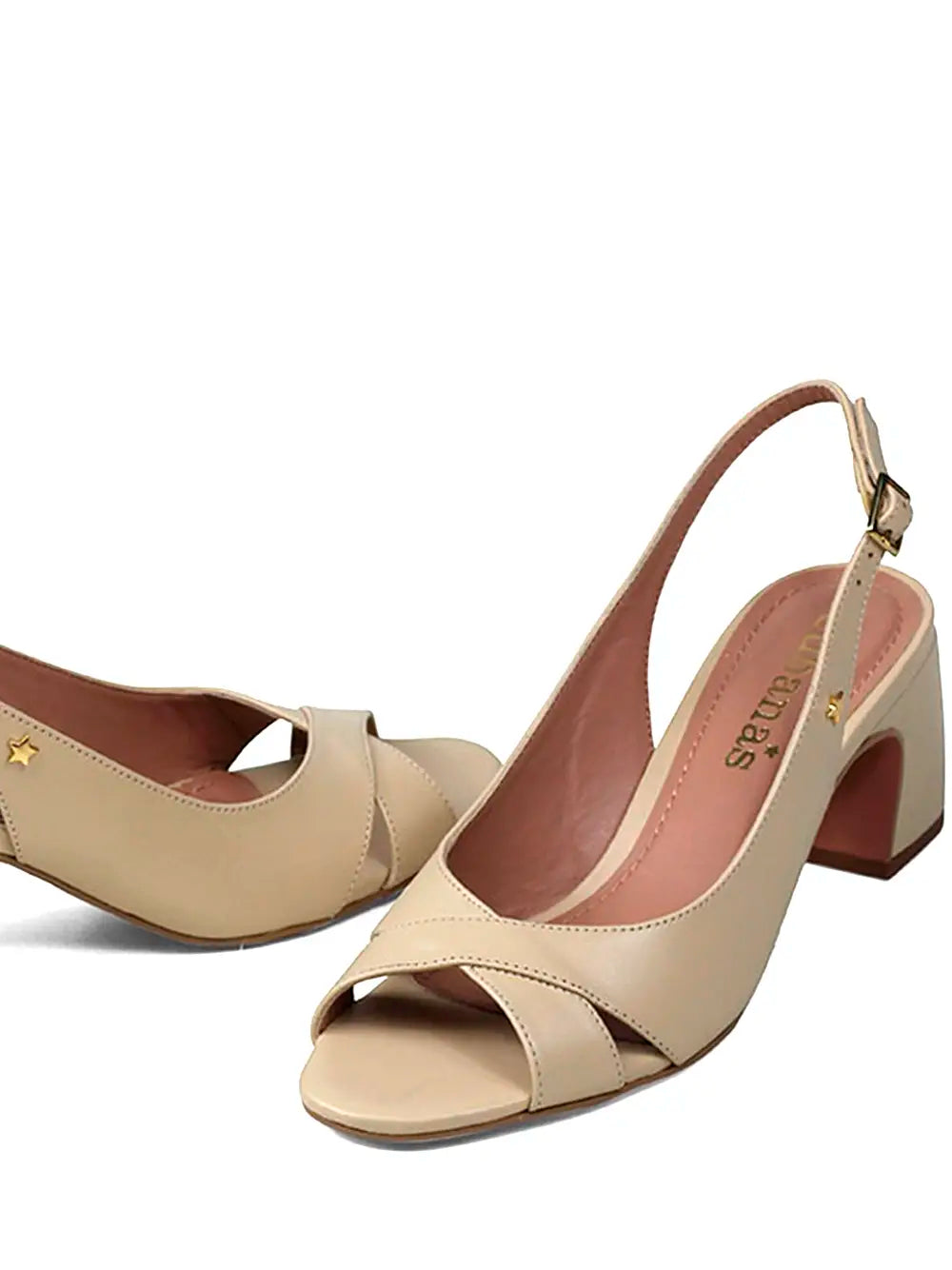 Off-White Leather Peep Toe Sandals