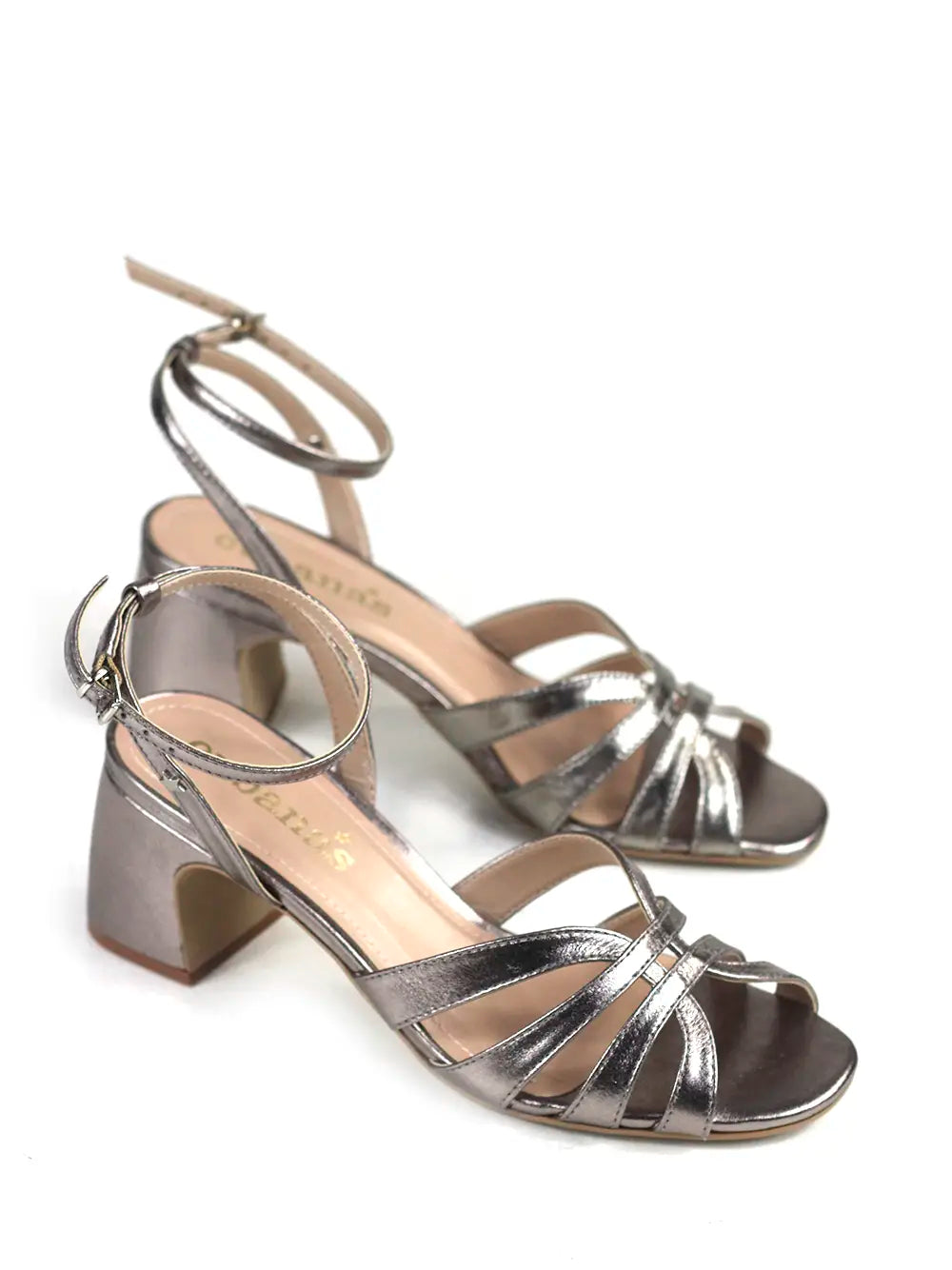 Silver Leather Strappy Sandals