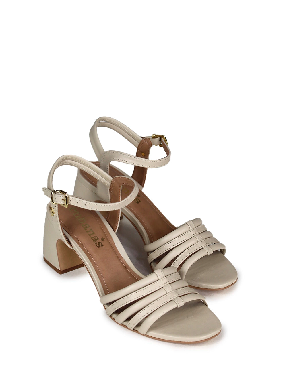 Sandália em Pele Branca e Tiras