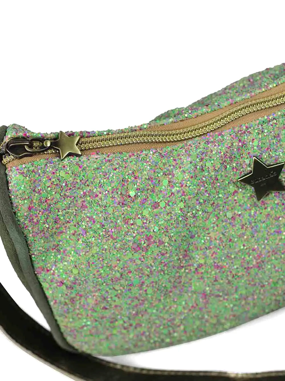 Mini Sac en Daim Vert à Paillettes