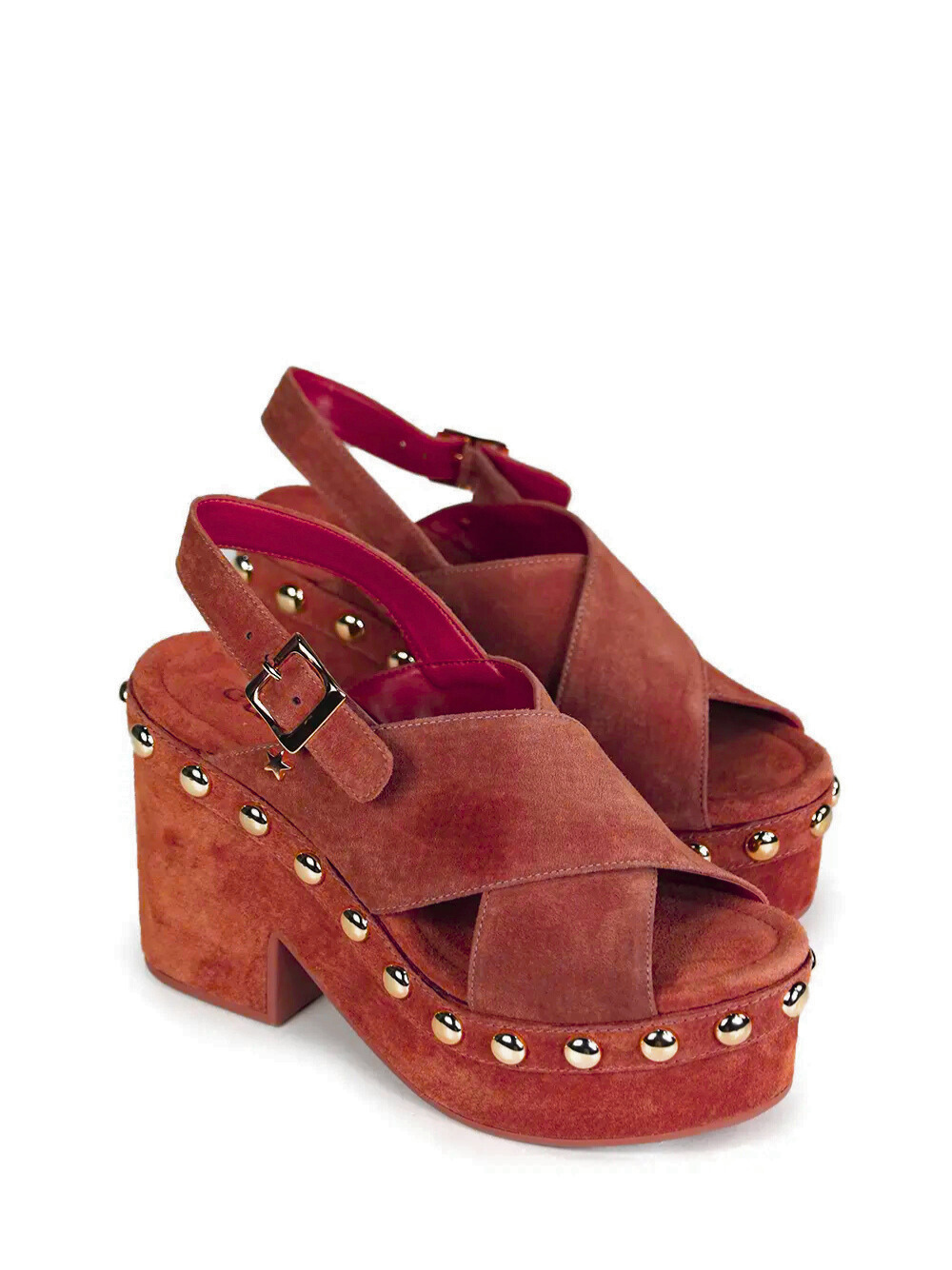 Sandália Plataforma em Camurça Vermelha