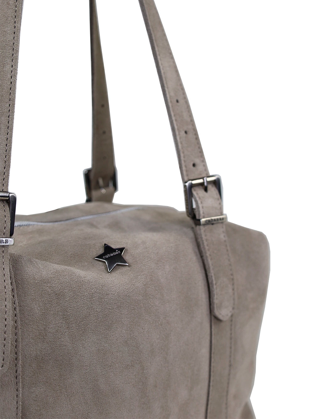 Grey Suede Shoulder Bag