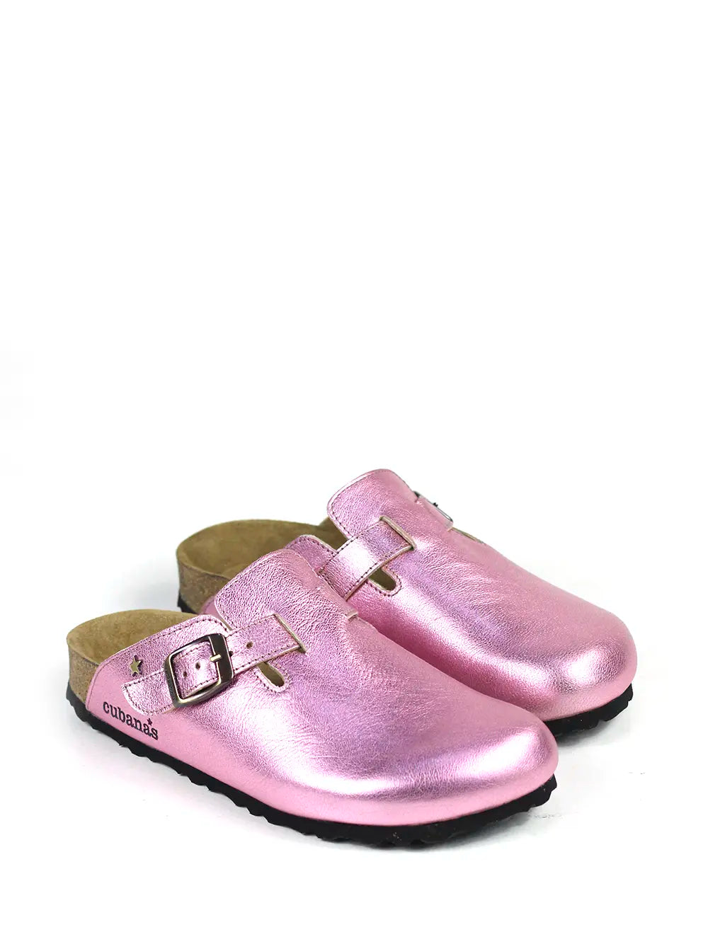 Sandalia María en Piel Rosa Metalizado