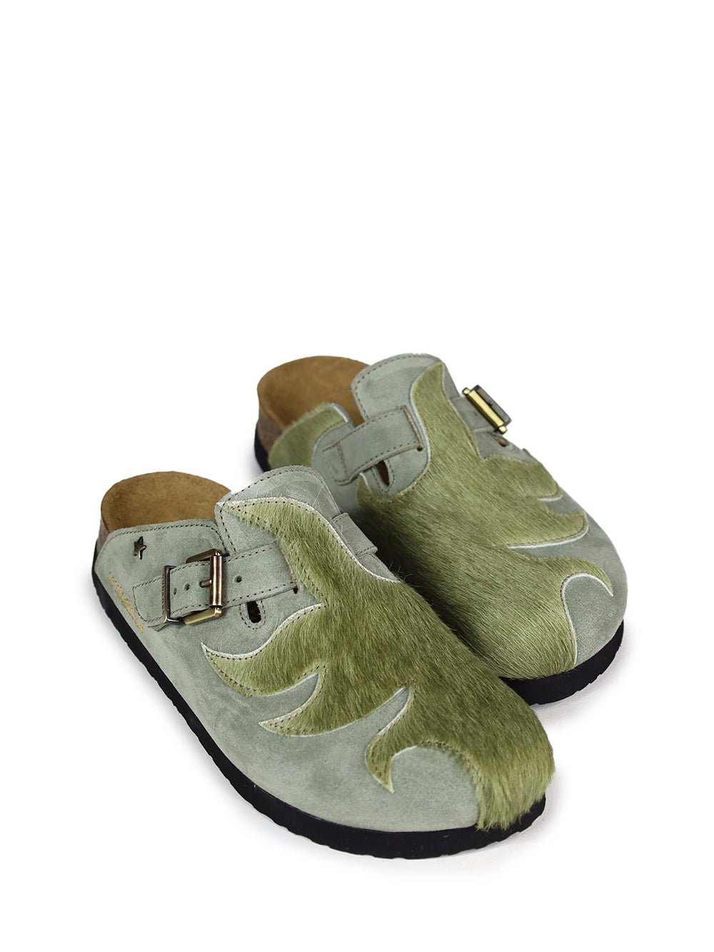 Sandale Maria en Daim et Fourrure Verts
