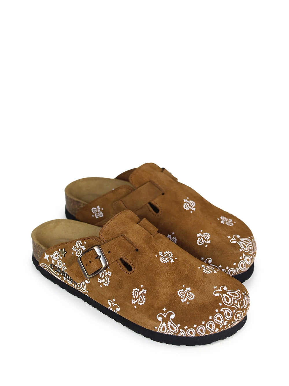 Sandalo Maria in camoscio marrone e fantasia Paisley