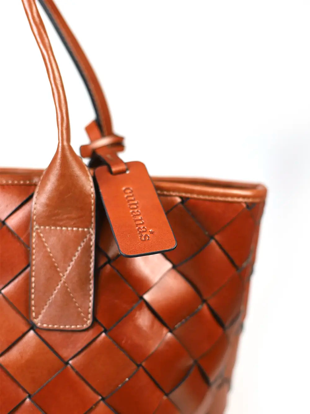 Shopper-Tasche aus geflochtenem braunem Leder