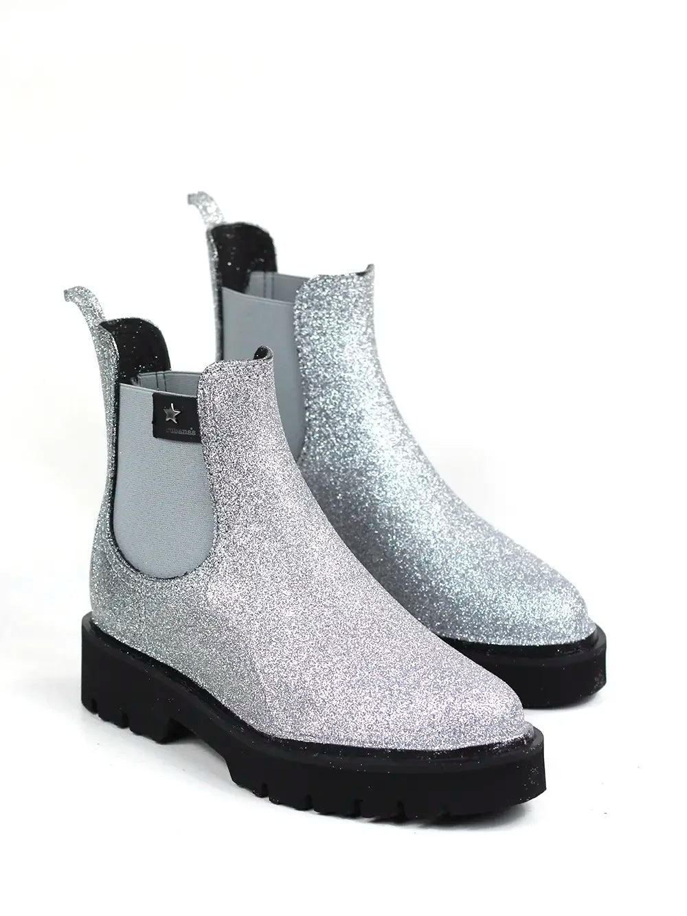 Galocha em PVC Prateado com Glitter