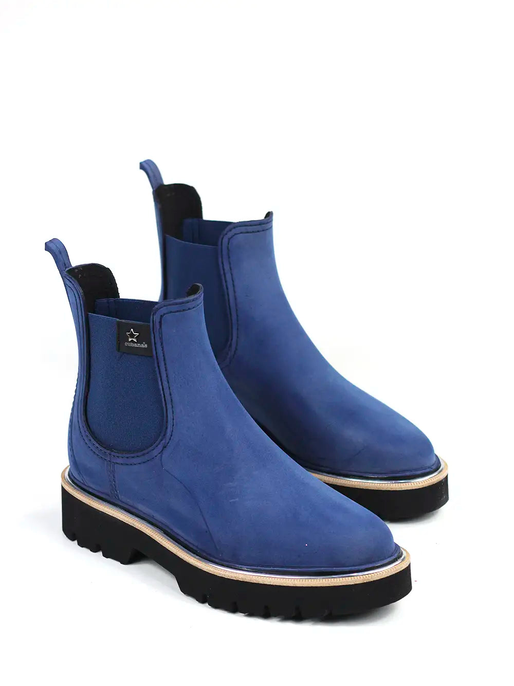 Galoche bleue avec finition nubuck