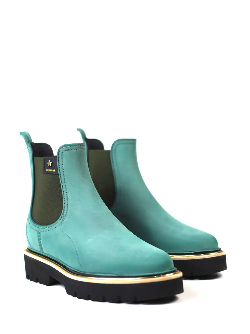 Galoche verte avec finition nubuck