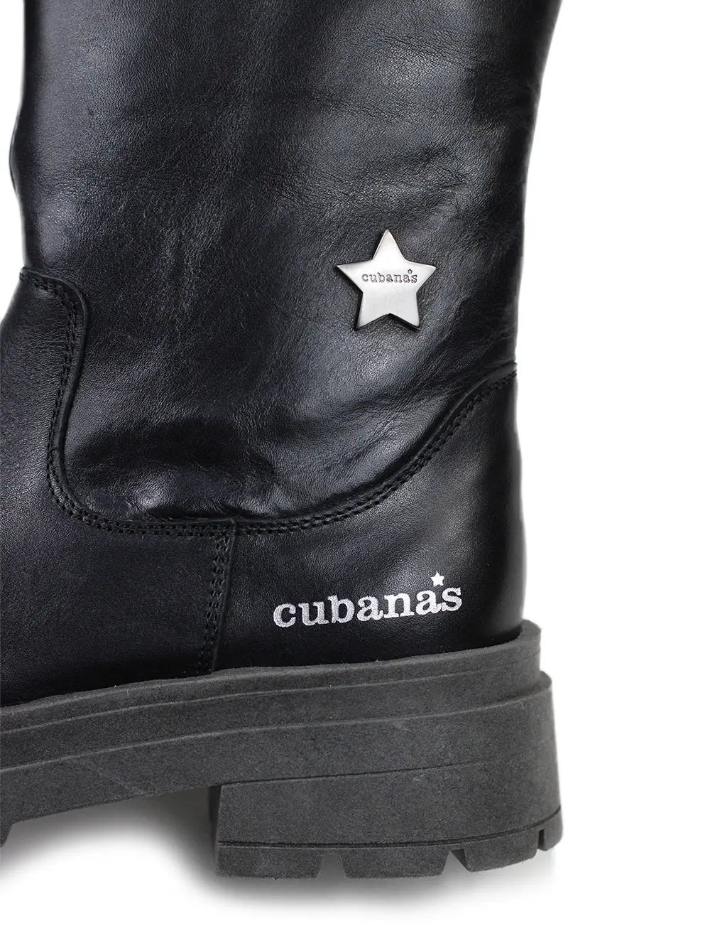 Schwarzer High-Top-Lederstiefel