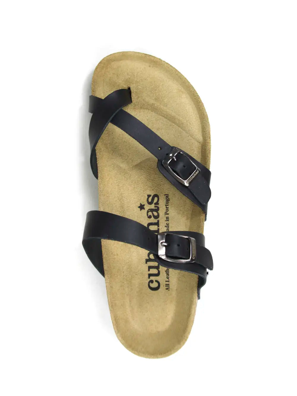 Nazare Sandals in Black Leather with Straps