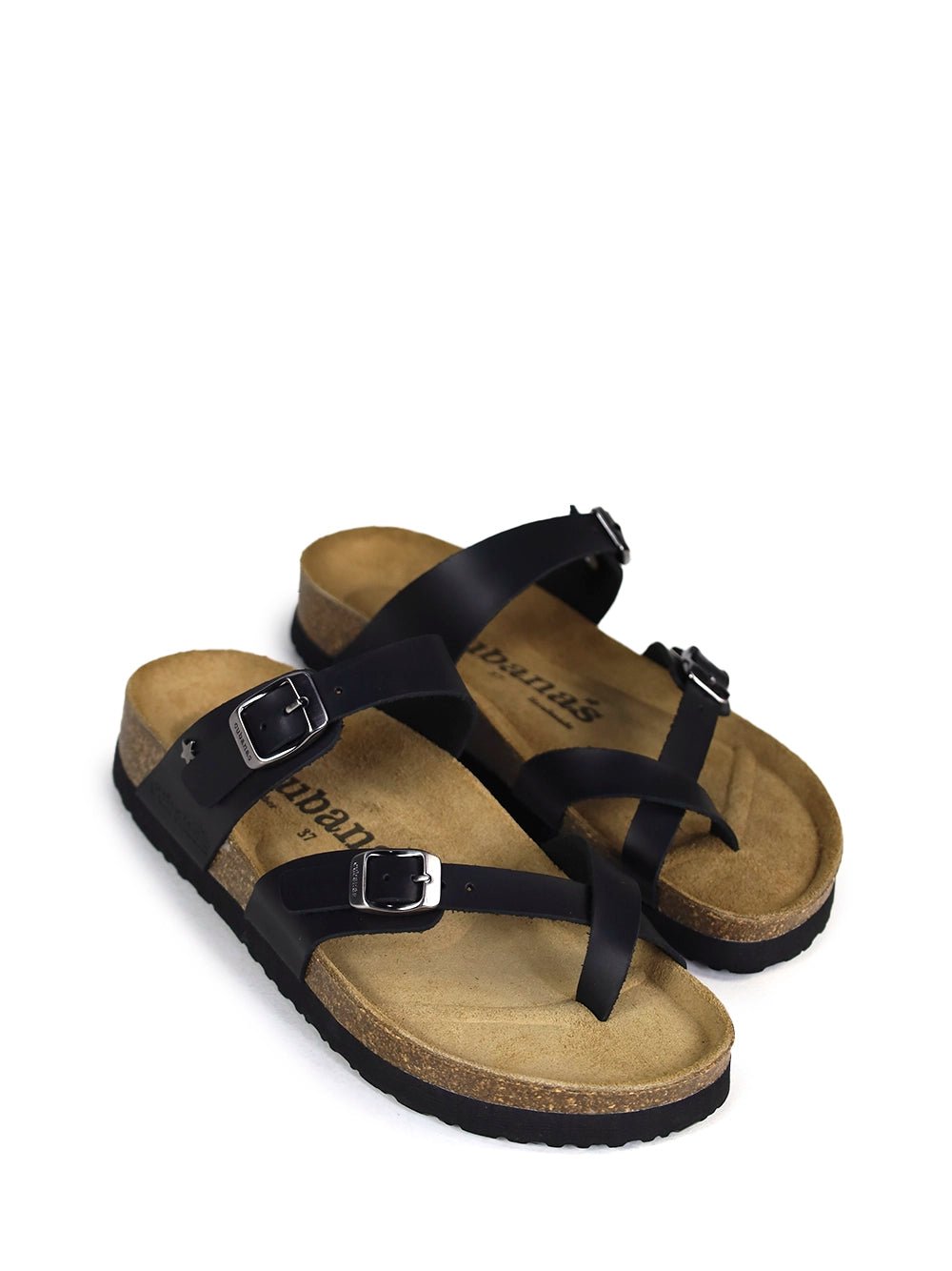Sandale Nazaré en Cuir et Lanières Noirs
