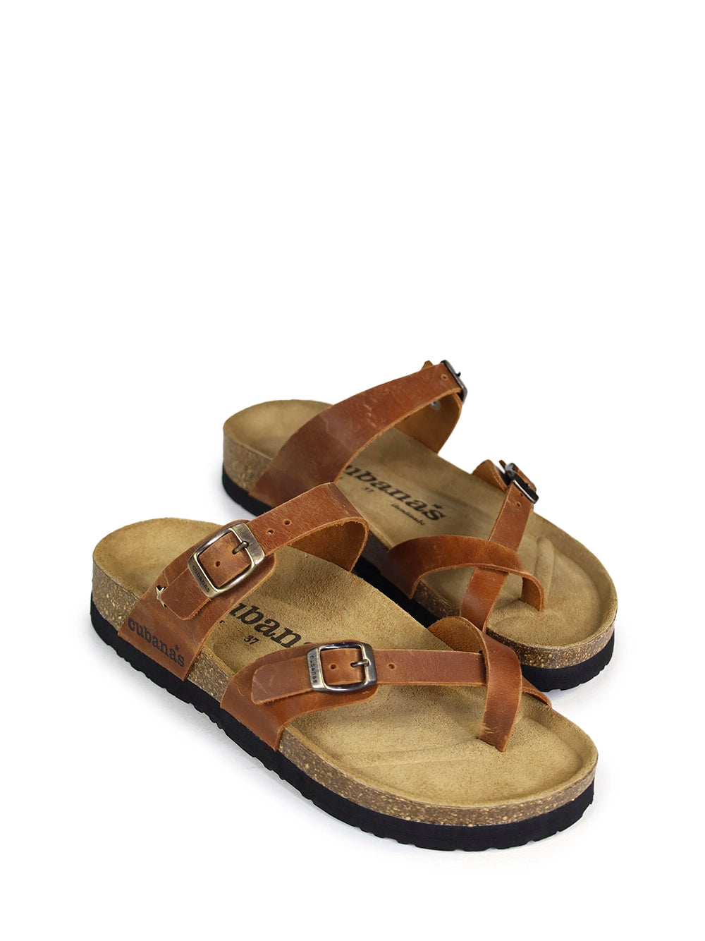 Sandalia Nazaré de Piel Camel con Tiras