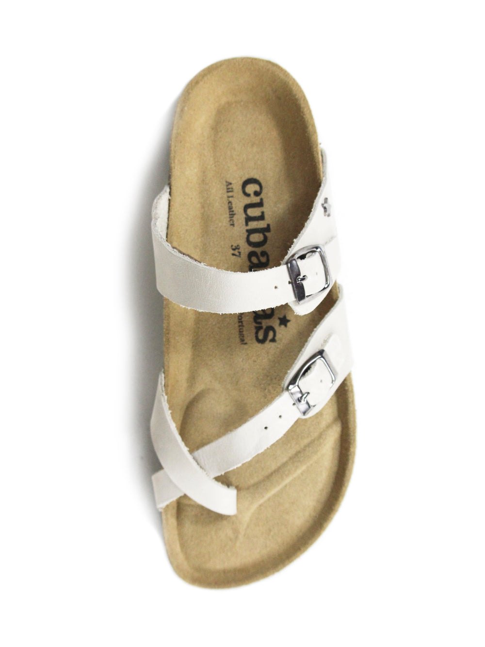 Nazare Sandal in Off-White Leather with Straps