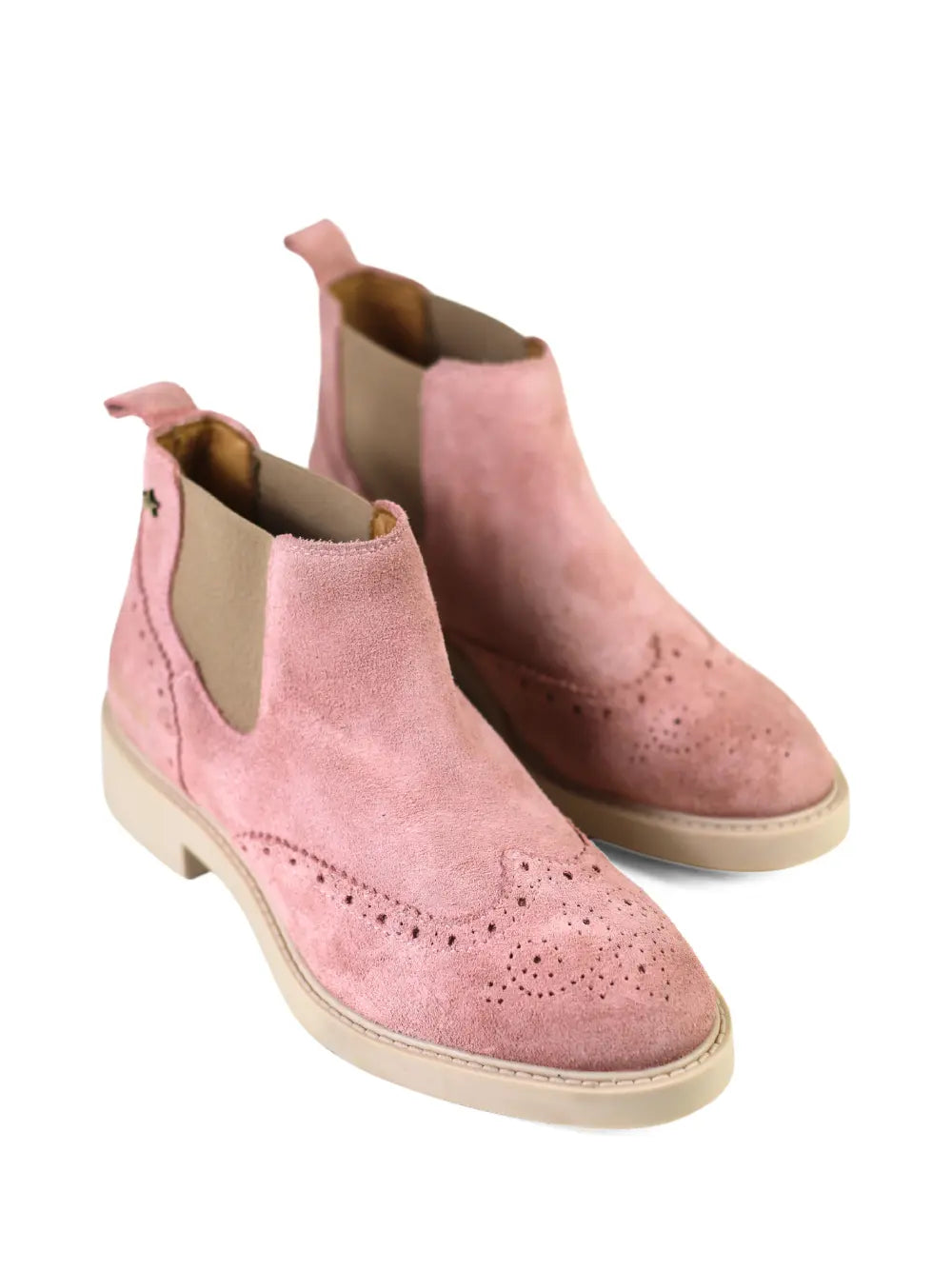 Bota em Camurça Rosa e Sola Beige