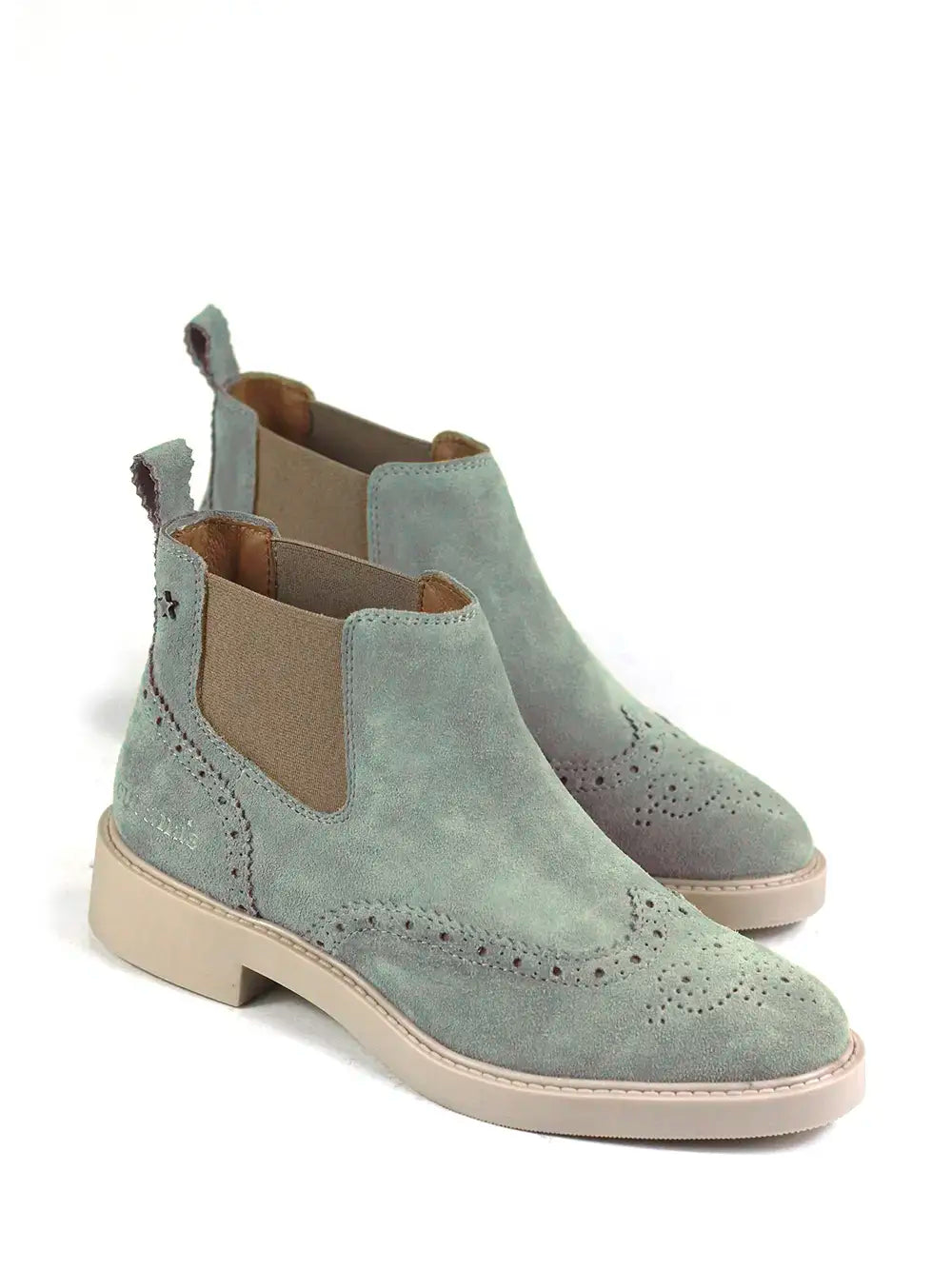 Green Suede Boot with Beige Sole