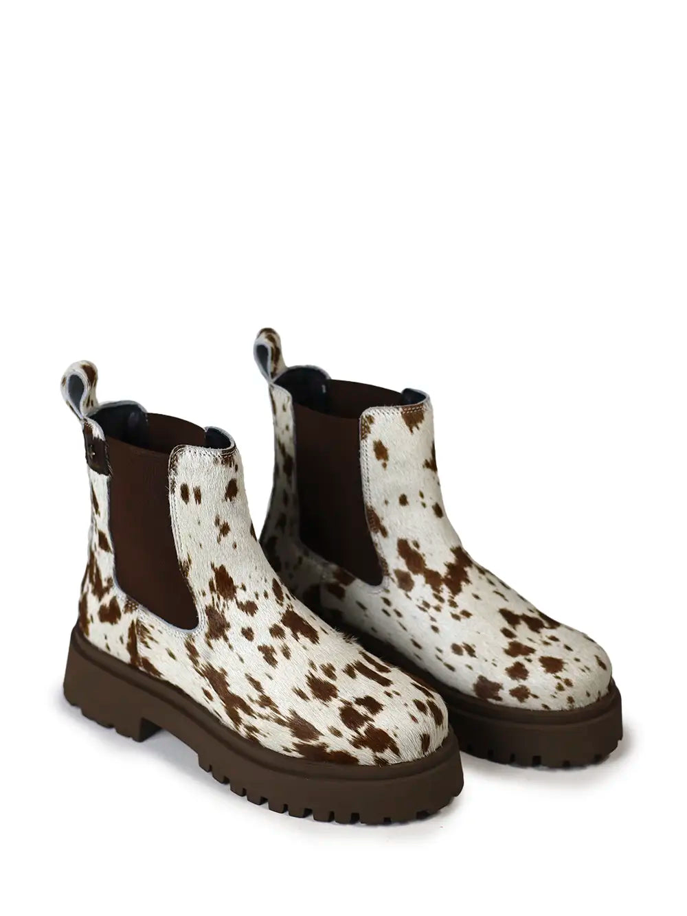 Brown Boots with Cow Print