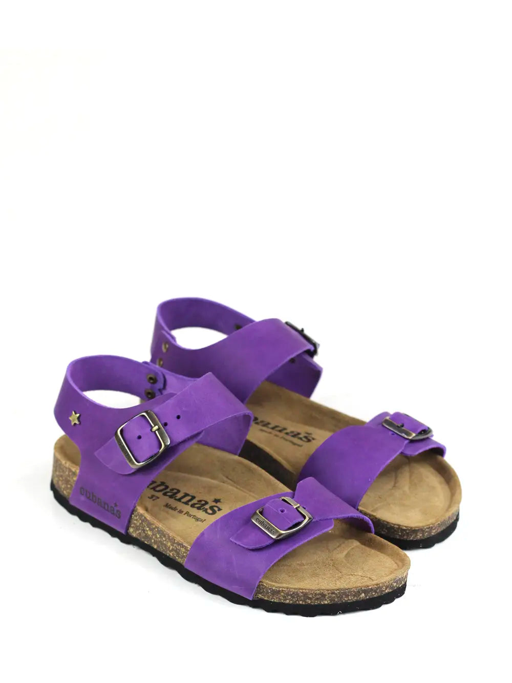 Sandalia Olivia de Piel Morada con Dos Tiras