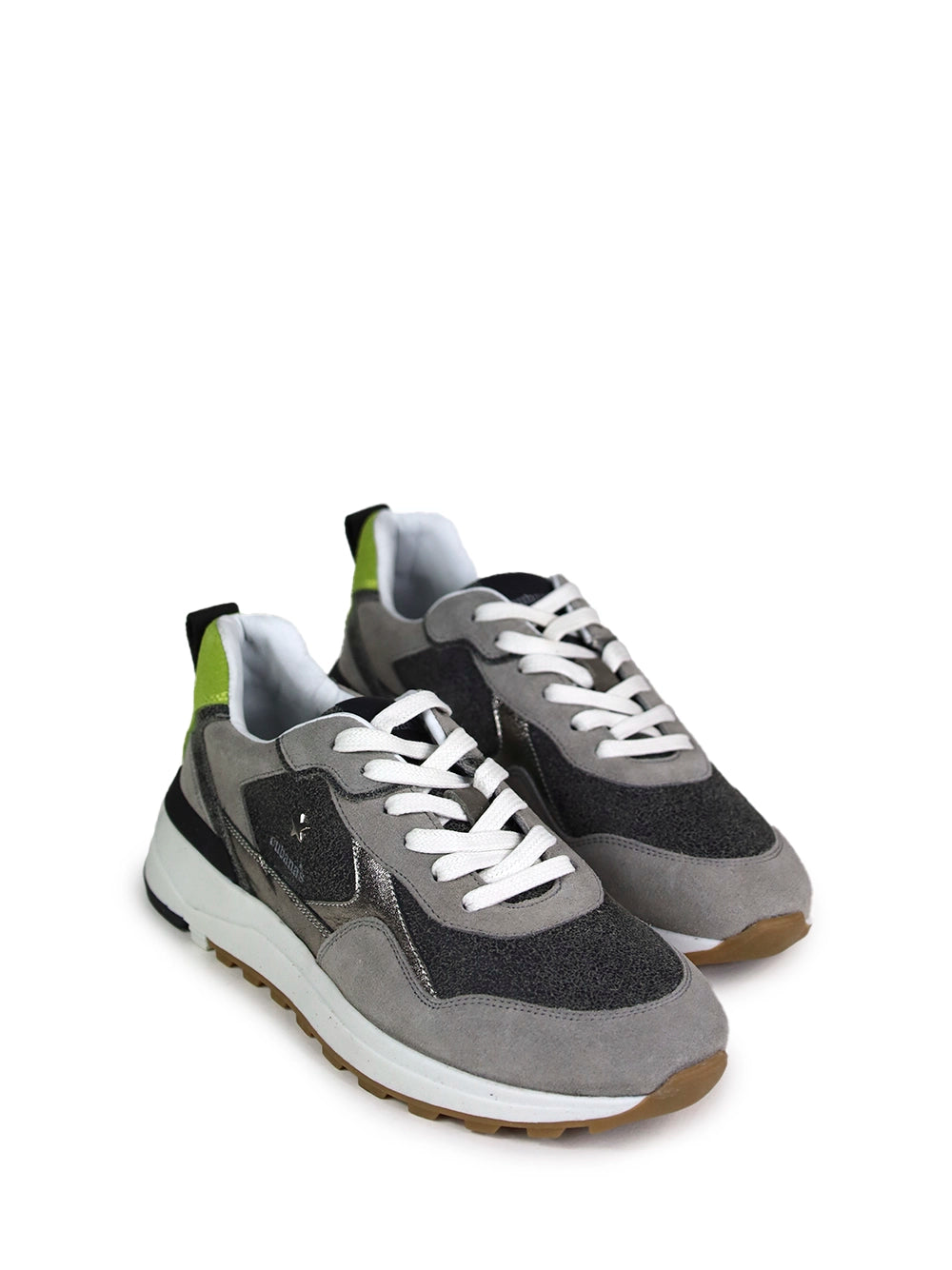 Grey and Green Suede Sneakers