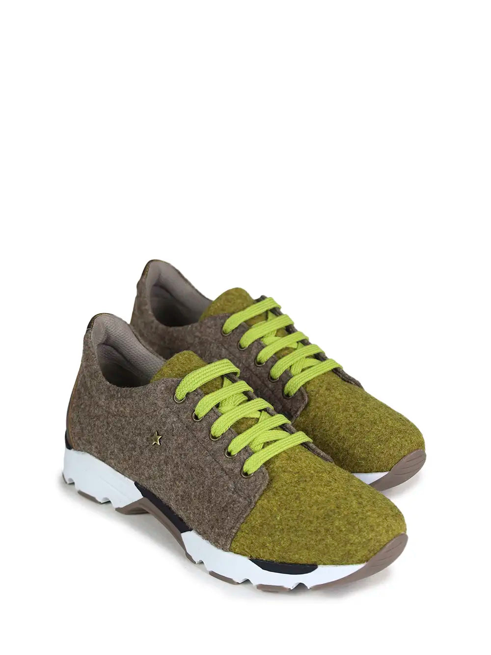 Yellow and Beige Burel Sneakers