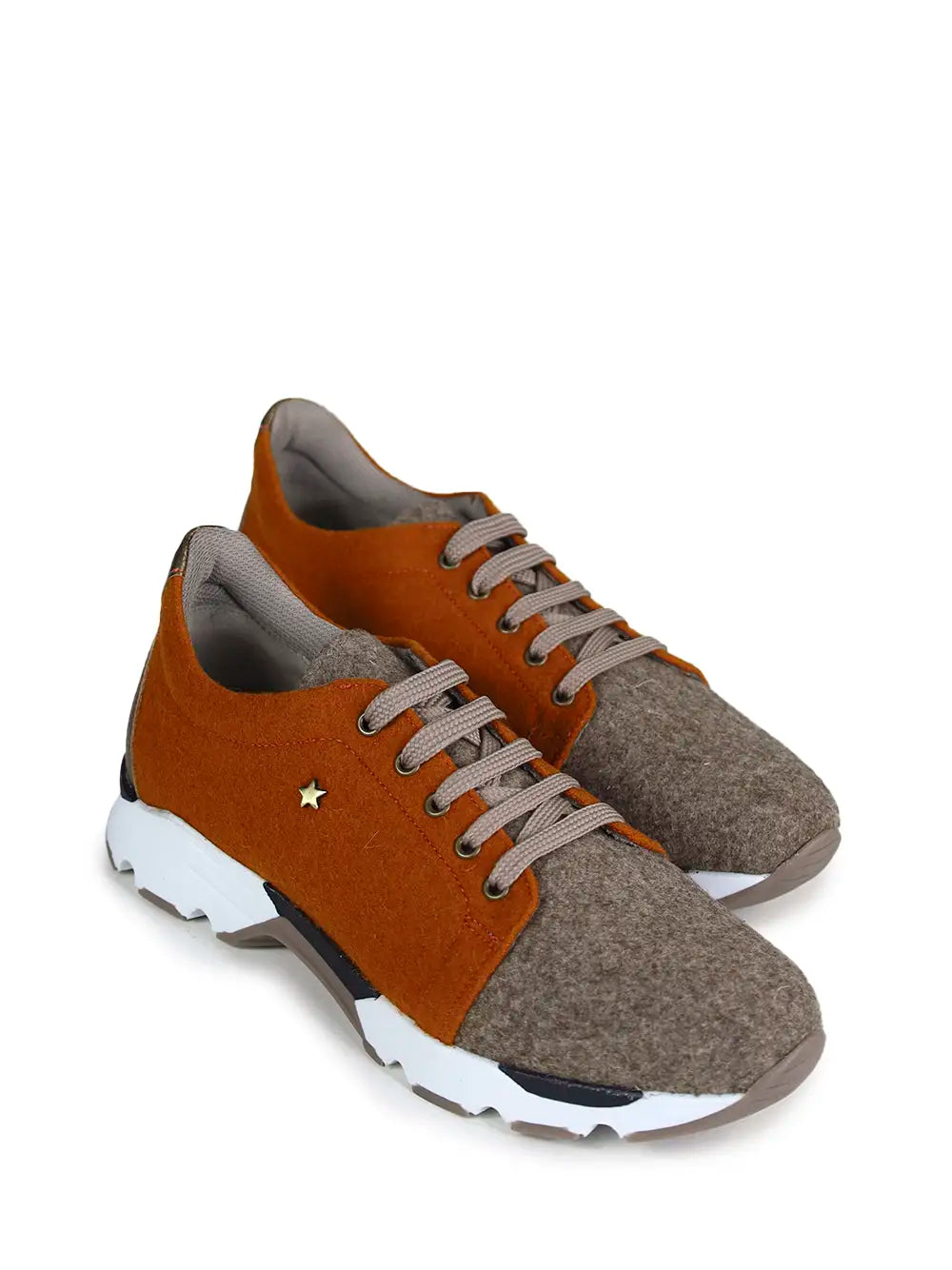Orange and Beige Burel Sneakers