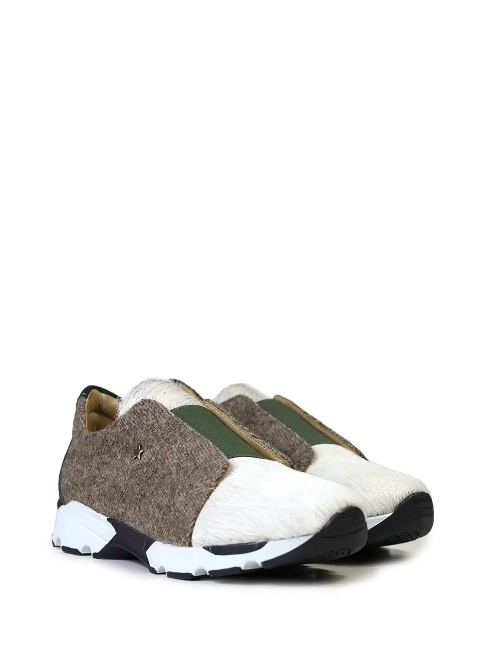 Ténis em Burel Cinzento e Pelo Branco