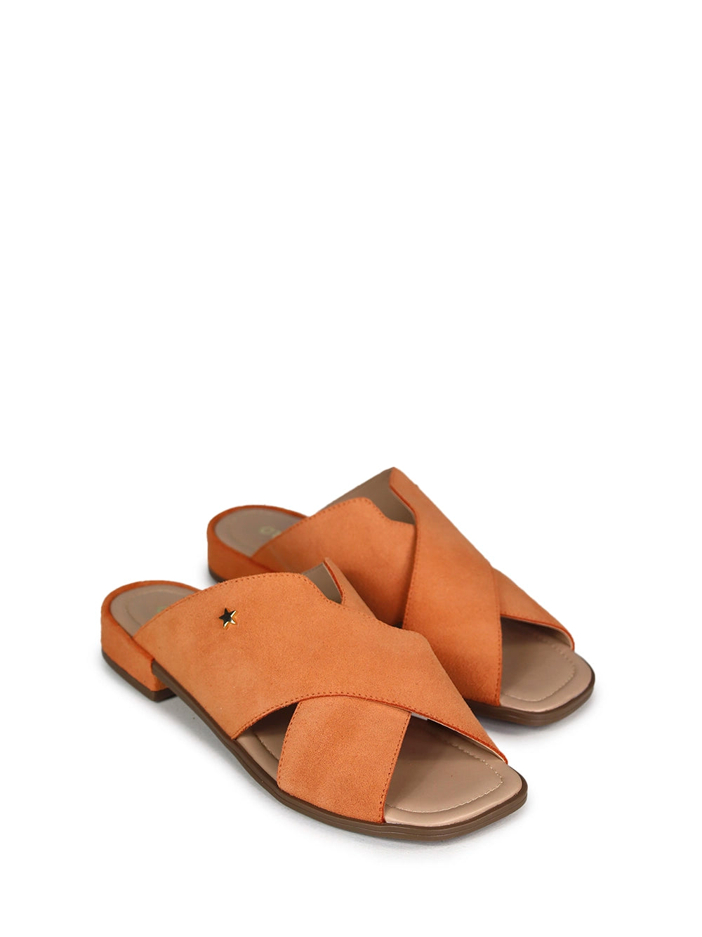 Sandália Rasa em Camurça Laranja