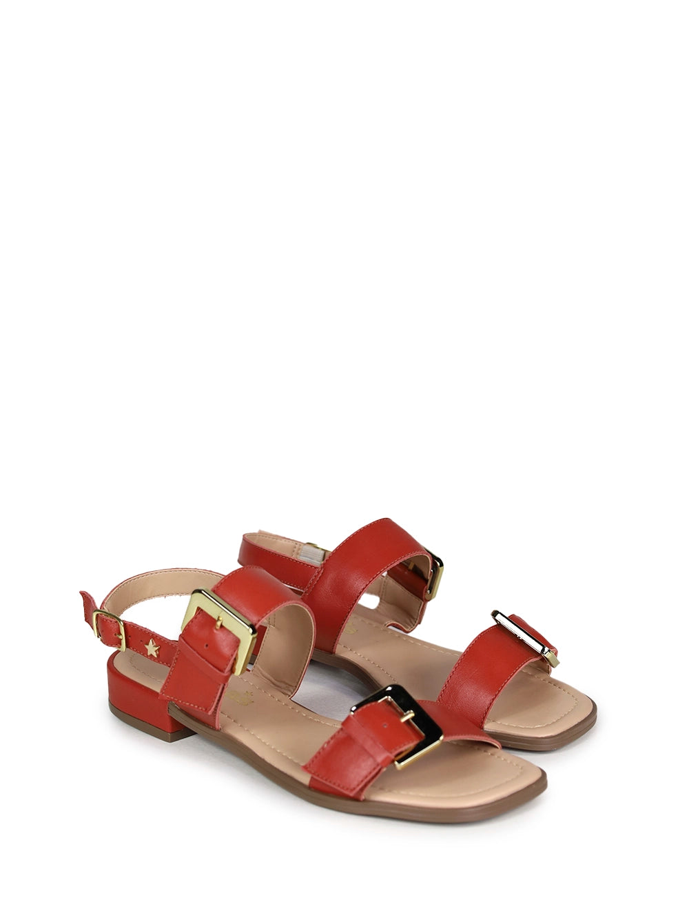 Sandália Rasa em Pele Vermelha