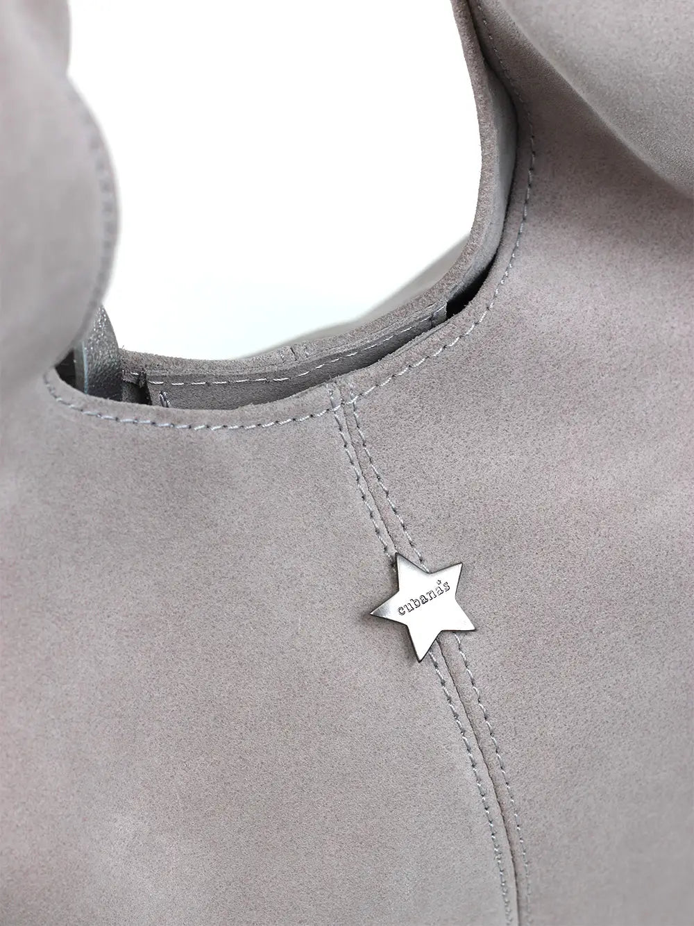 Gray Suede Shopper Shoulder Bag